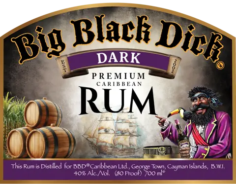 Label: Big Black Dick Premium Caribbean Rum — Dark