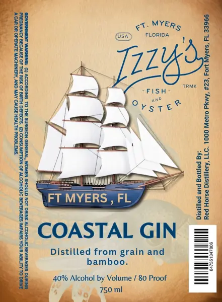 Label: Red Horse Distillery — Izzy's Coastal Gin