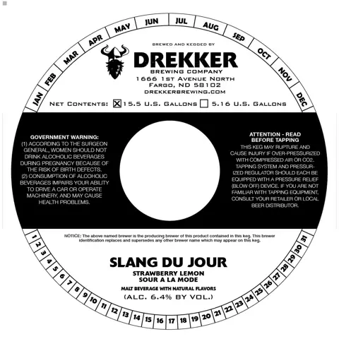 Label: Drekker Brewing Company — Slang Du Jour Strawberry Lemon