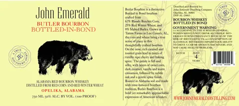 Label: John Emerald — Butler Bourbon
