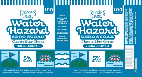 Label: Founders — Water Hazard Zero Sugar Classic Blue Citrus