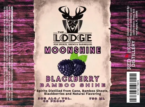 Label: Red Horse Distillery — The Lodge Blackberry Bamboo Shine