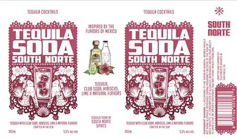Label: South Norte — South Norte Tequila Soda With Hibiscus and Lime