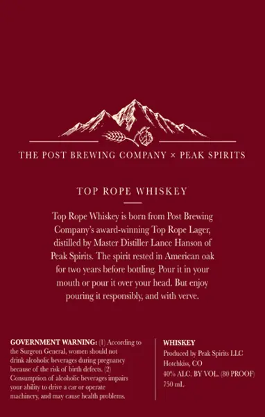 Label: Peak Spirits — Top Rope Whiskey