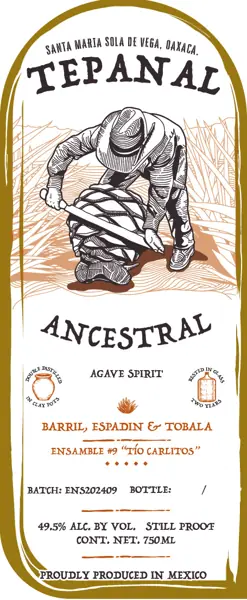Label: Tepanal Ancestral — Barril, Espadin & Tobala - Tio Carlitos