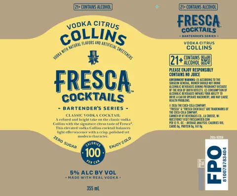 Label: Fresca Cocktails — Vodka Citrus Collins