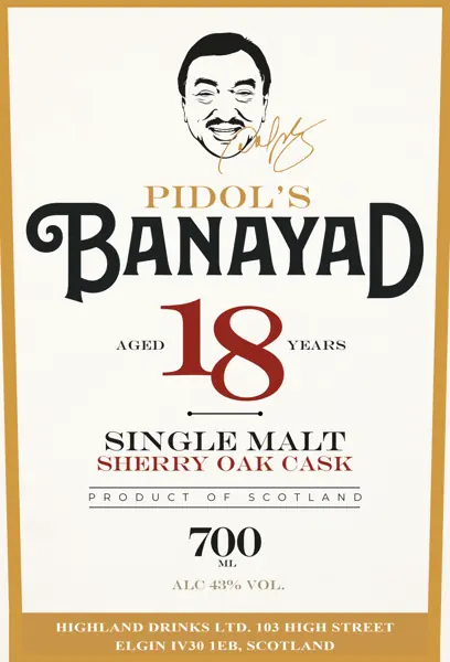 Label: Pidol's Banayad — Aged 18 Years Sherry Oak Cask