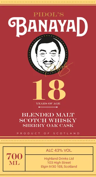 Label: Pidol's Banayad — 18 Years of Age Sherry Oak Cask