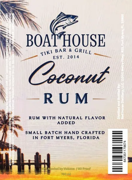Label: Red Horse Distillery — Boat House Coconut Rum
