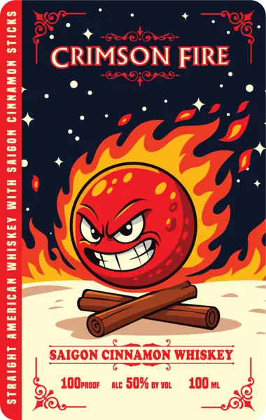 Label: Crimson Fire — Saigon Cinnamon Whiskey