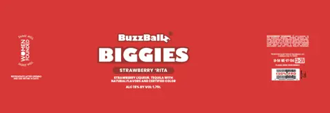 Label: Buzzballz Biggies — Strawberry 'rita