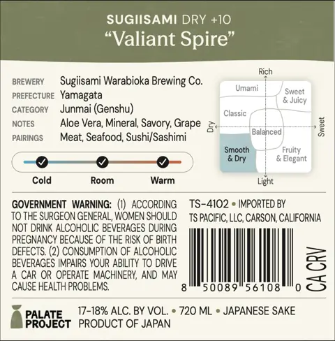 Label: Sugiisami — "VALIANT Spire" Dry +10