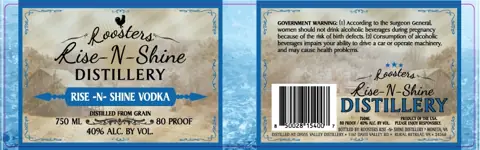 Label: Roosters Rise -N- Shine Distillery — Rise -N- Shine Vodka