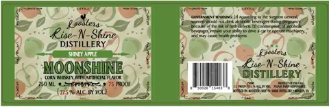 Label: Roosters Rise -N- Shine Distillery — Shiney Apple