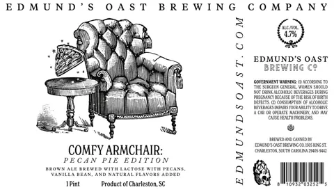 Label: Edmund's Oast Brewing CO. — Comfy Armchair: Pecan Pie Edition