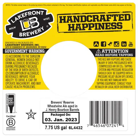 Label: Lakefront Brewery — Brewer's Reserve Wheatwine Ale