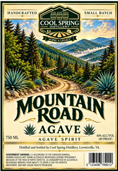 Label: Cool Spring Distillery — Mountain Road Agave