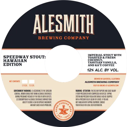 Label: Alesmith Brewing Company — Speedway Stout : Hawaiian Ediiton
