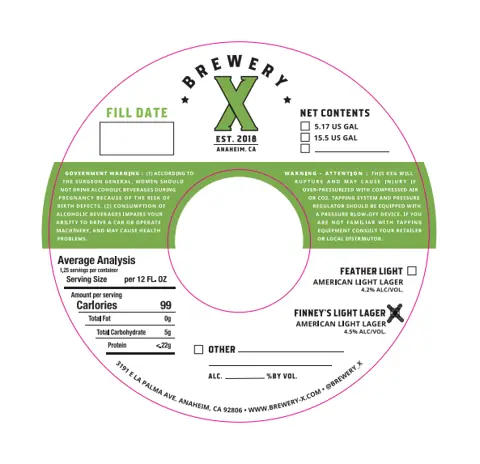 Label: Brewery X — Finney's Light Lager