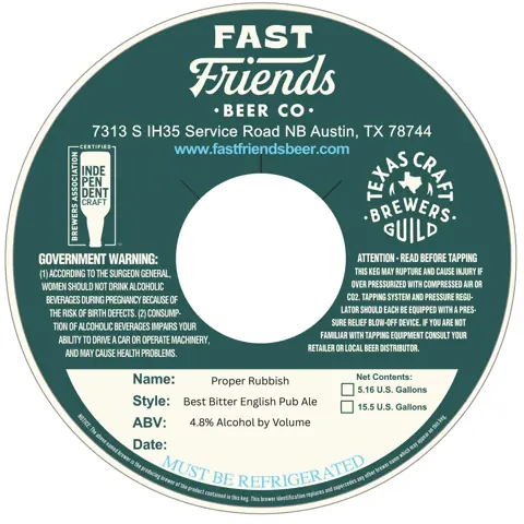 Label: Proper Rubbish — Best Bitter English Pub Ale