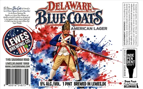 Label: Lewes Brewing Company — Delaware Bluecoats American Lager