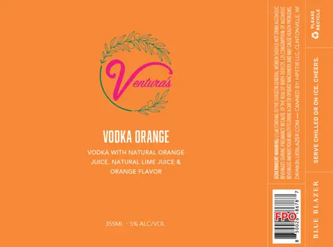 Label: Ventura's — Vodka Orange