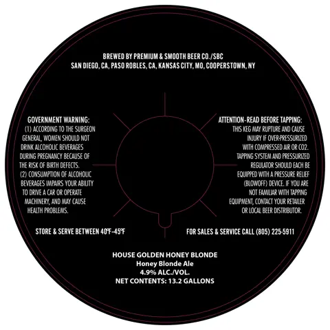 Label: Premium & Smooth Beer Co./Sbc — House Golden Honey Blonde