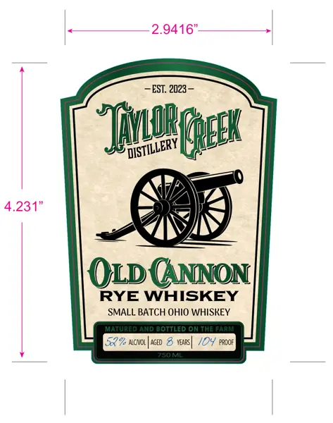 Label: Old Cannon Rye Whiskey — Small Batch Ohio Whiskey