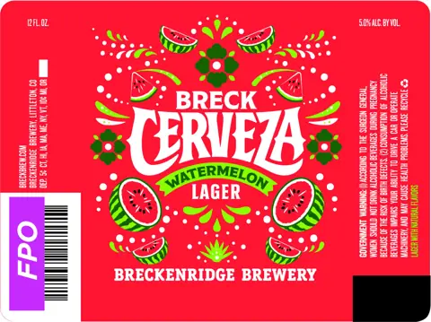Label: Breckenridge Brewery — Cerveza Watermelon Lager